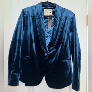 NWT Allegra K Women's Deep Blue Velvet Blazer